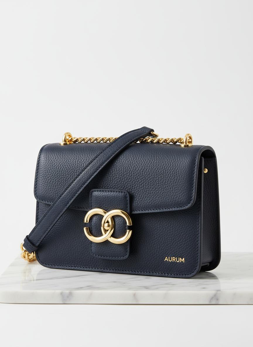 Shoulder Bag Navy Gold